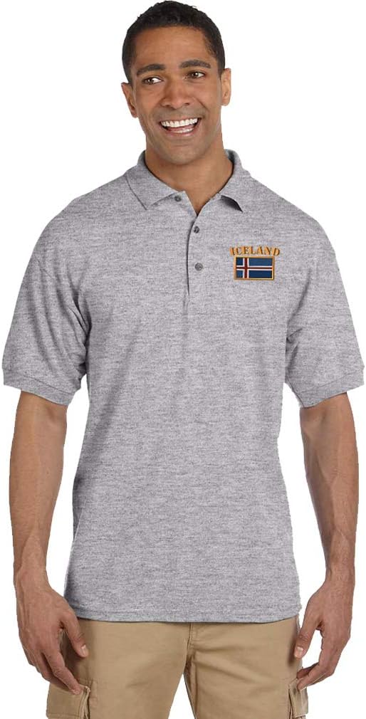 Speedy Pros Polo Shirts for Men Iceland Flag Embroidery Cotton Short Sleeves Golf Tees