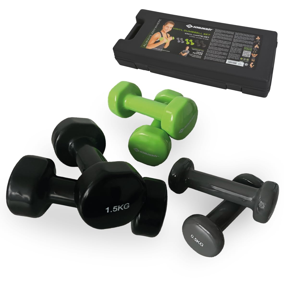 Schildkröt Fitness Set di Manubri in Vinile, in Custodia in Plastica ABS