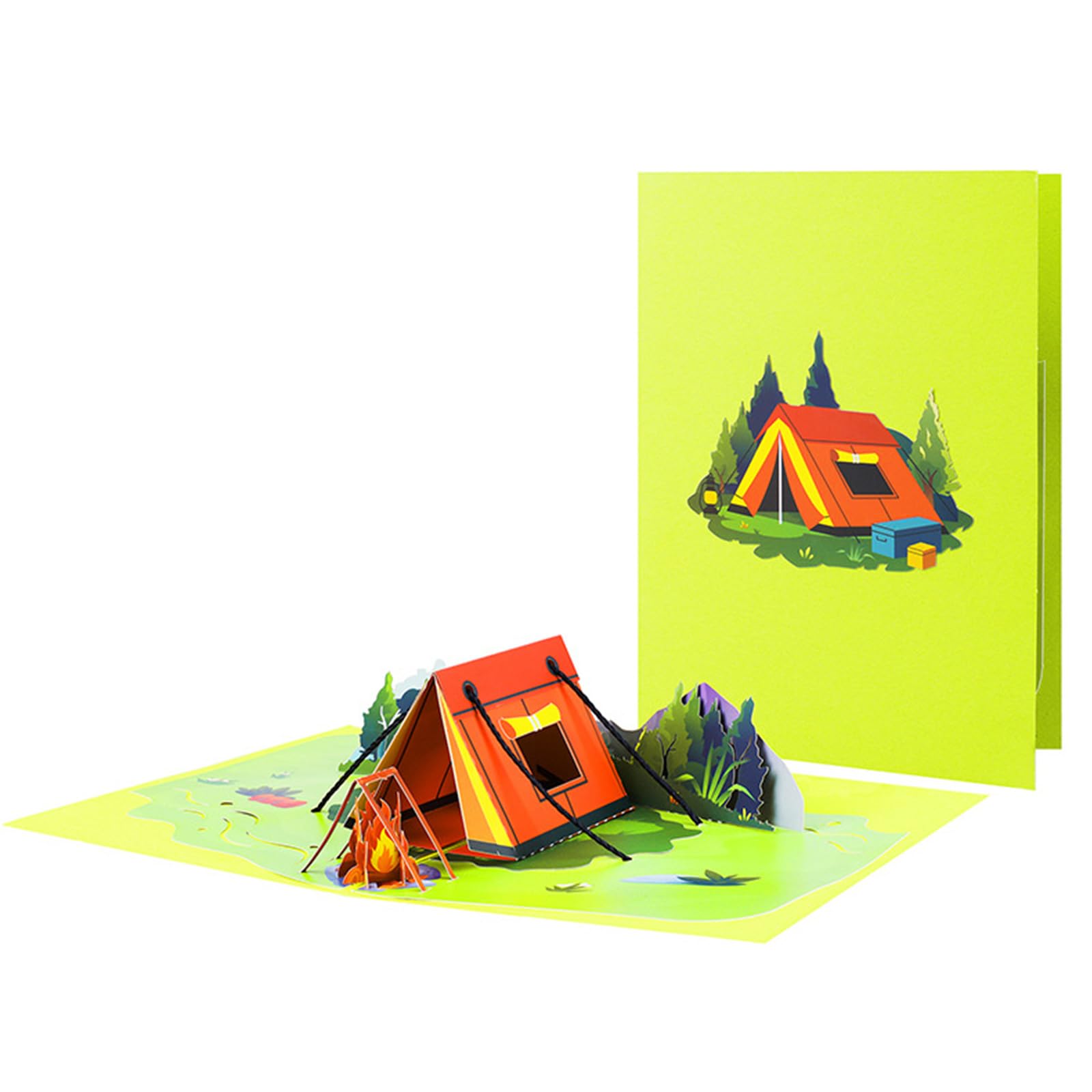 Buxuaaaa Creative 3D Popup Camping Tent Greeting Card with Envelope Invitation Card for Birthday Parties Present Camping Themed