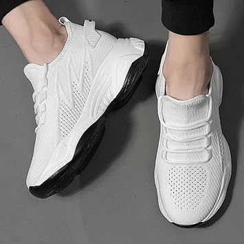 AIRFUL Summer Elevator Shoes For Men Invisible Height Increasing 2.36inch Breathable Mesh Fashion Sneakers Shoes That Make You Taller Men (Color : White, Size : 7.5 UK)