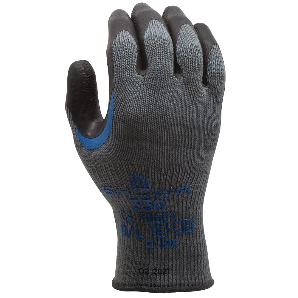 Showa Grey Polyester Cotton Fibre General Purpose Work Gloves, Size 9, Latex Coating