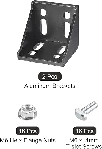 Miniatura 3 de uxcell Juego de 2 soportes de esquina interior, 2.205 x 2.205 x 2.323 in, conector de ángulo 6060 para perfil de aluminio europeo serie 6060