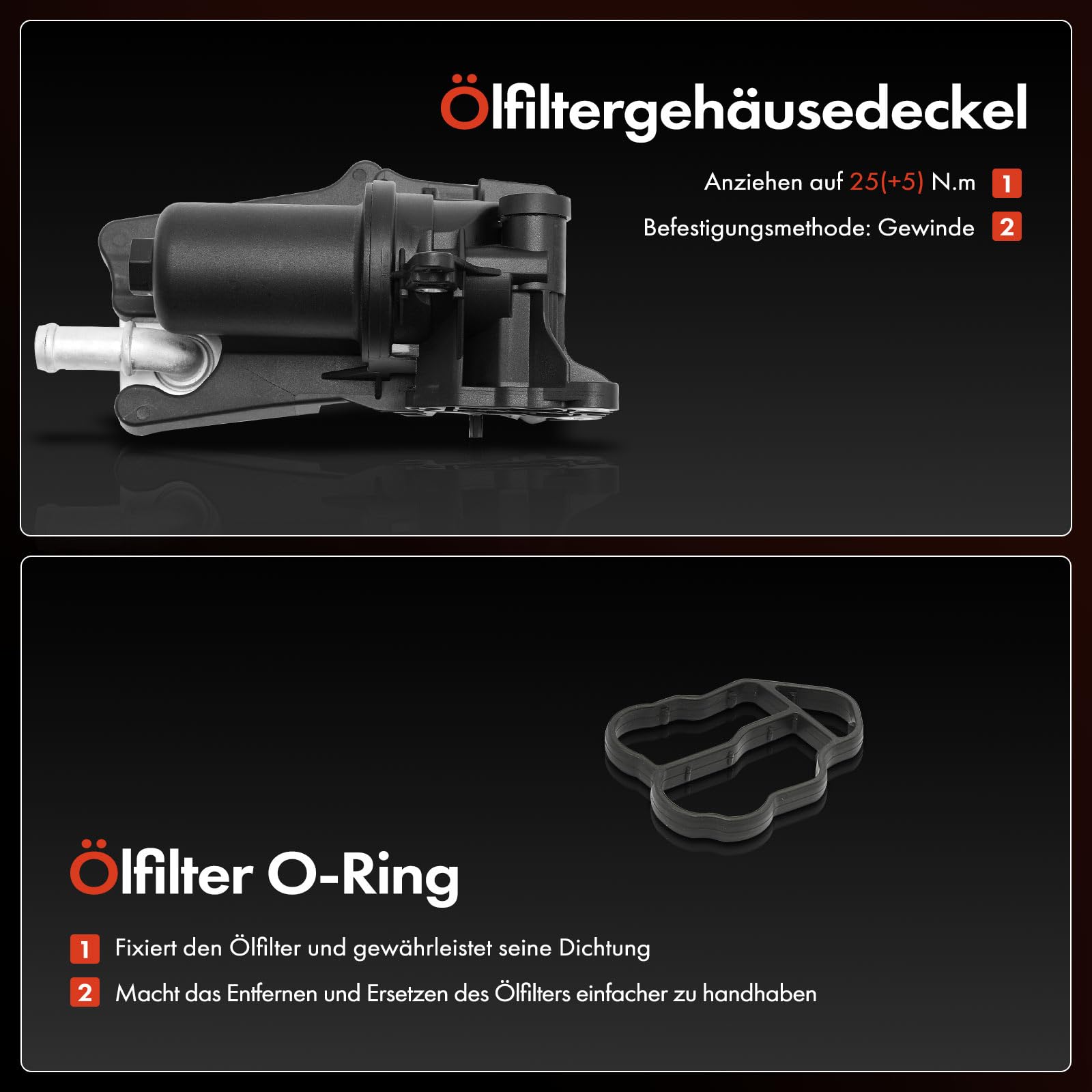 Frankberg Obudowa filtra oleju z chłodnicą oleju, kompatybilna z klasą A W176 A160-A250 1,5L-2,1L 2012-2018 CLA Coupe C117 CLA180-CLA250 1,5L-2,1L 2013-2019 zamiennik 2465010101
