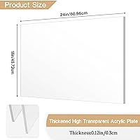 Vista 2 de 2 piezas de hojas de acrílico de 1/8" de grosor (3mm), plexiglás fundido transparente de 18” x 24” con papel protector para letreros, proyectos