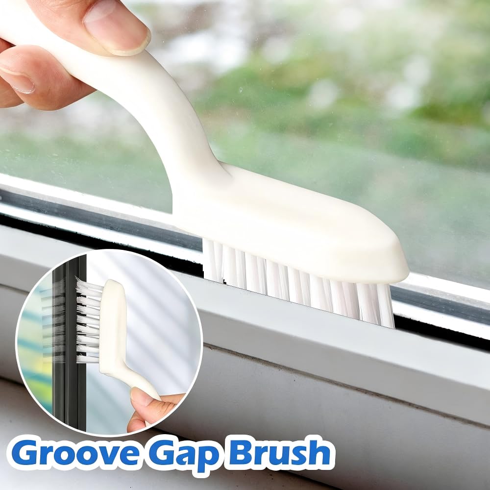 Set di 4 spazzole per la pulizia, per cucina, bagno, piastrelle, scarpe e padelle con impugnatura ergonomica e setole resistenti, colore bianco