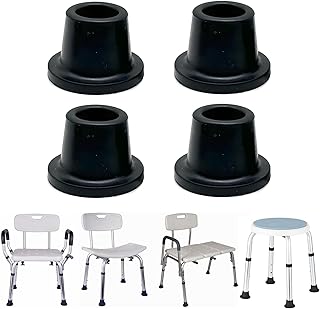 Shower Chair Leg Caps Replacement Feet Heavy Duty 4 Pack Shower Chair Tips Replacement Rubber Feet for Shower Chairs, Bath Seat, Showers Stools, Non Slip Rubber Tips Suction Cup Feets 1-1/8" I.D