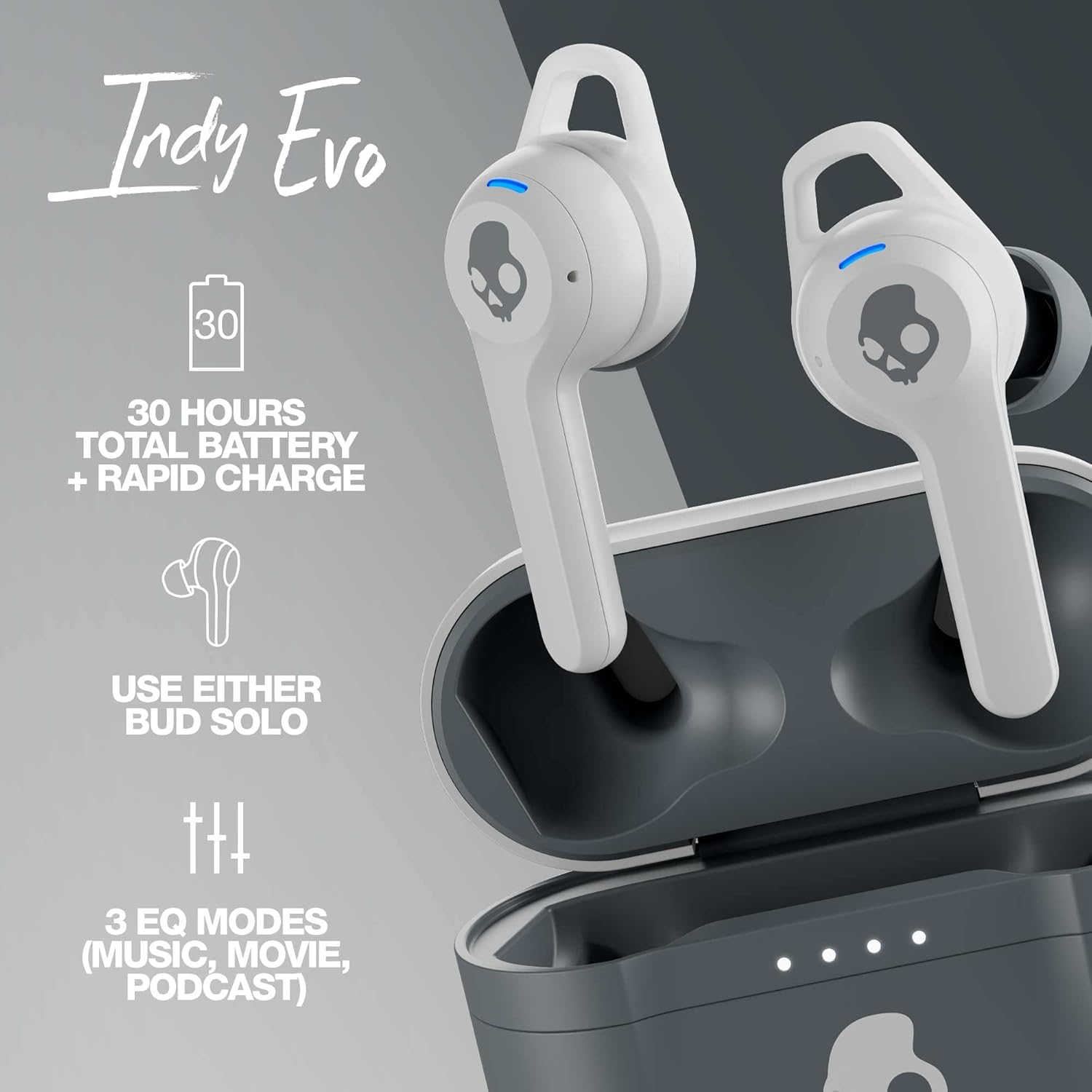 Skullcandy Indy Evo True Wireless in-Ear Earbud - Light Grey