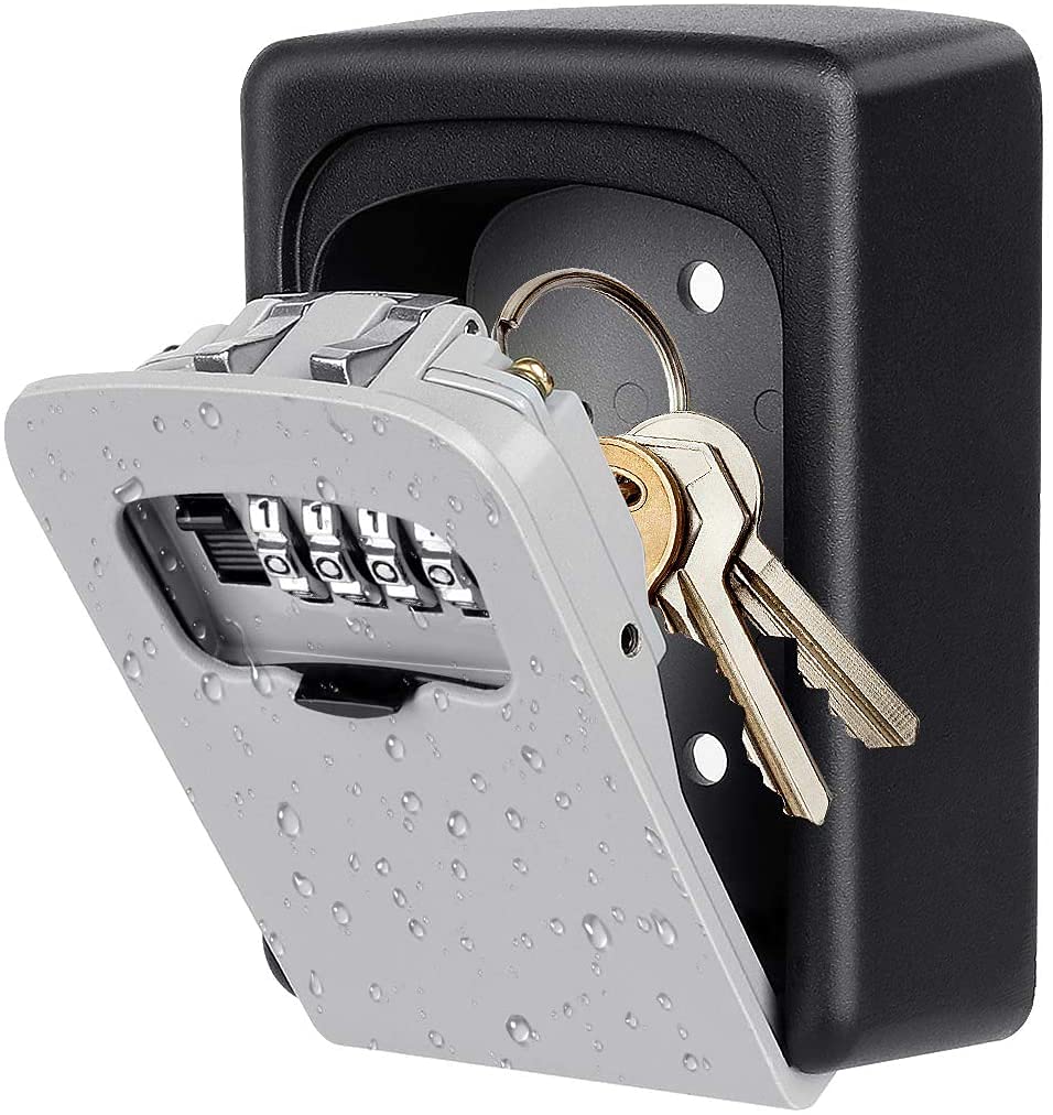 Styxon Wall Key Safe Box with Waterproof Exterior Key Combination and resettable Code for House Spare Keys,Rectangle Shape, 8.5 x 6.4 x 3.5 CM, Black & Silver-image-39