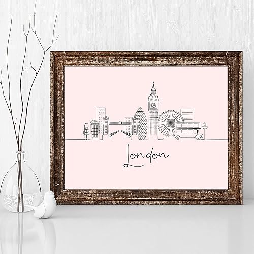 Vista 273 de París Skyline - Decoración de pared para sala de estar, arte de pared en blanco y negro, cuadros de pared de horizonte europeo para sala de estar