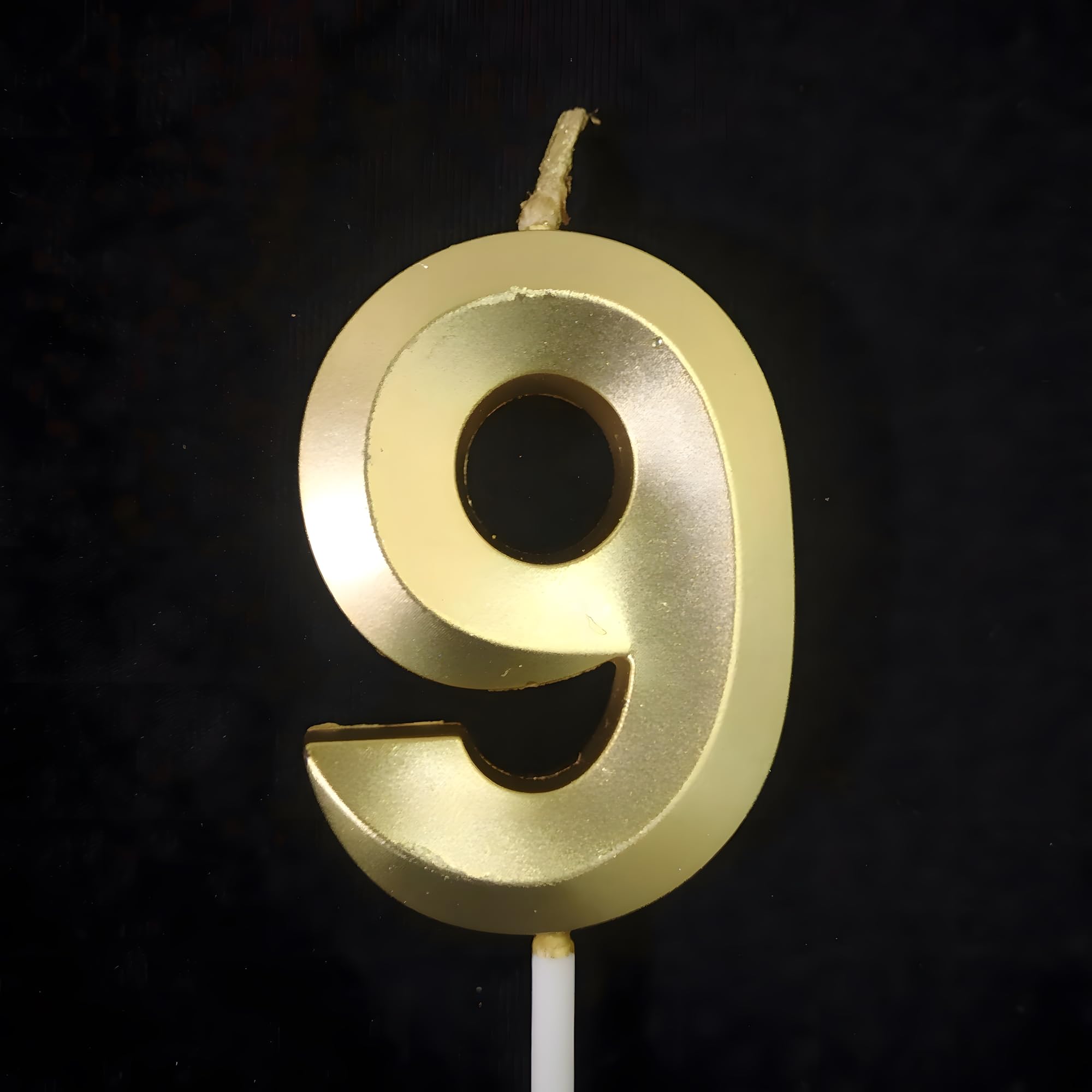 Juzfun Number Candles 9 for Birthday Cake Decoration Nineth Year Wedding Anniversary Party Metallic Gold Colour Size : Width 5 x Height 7 CM