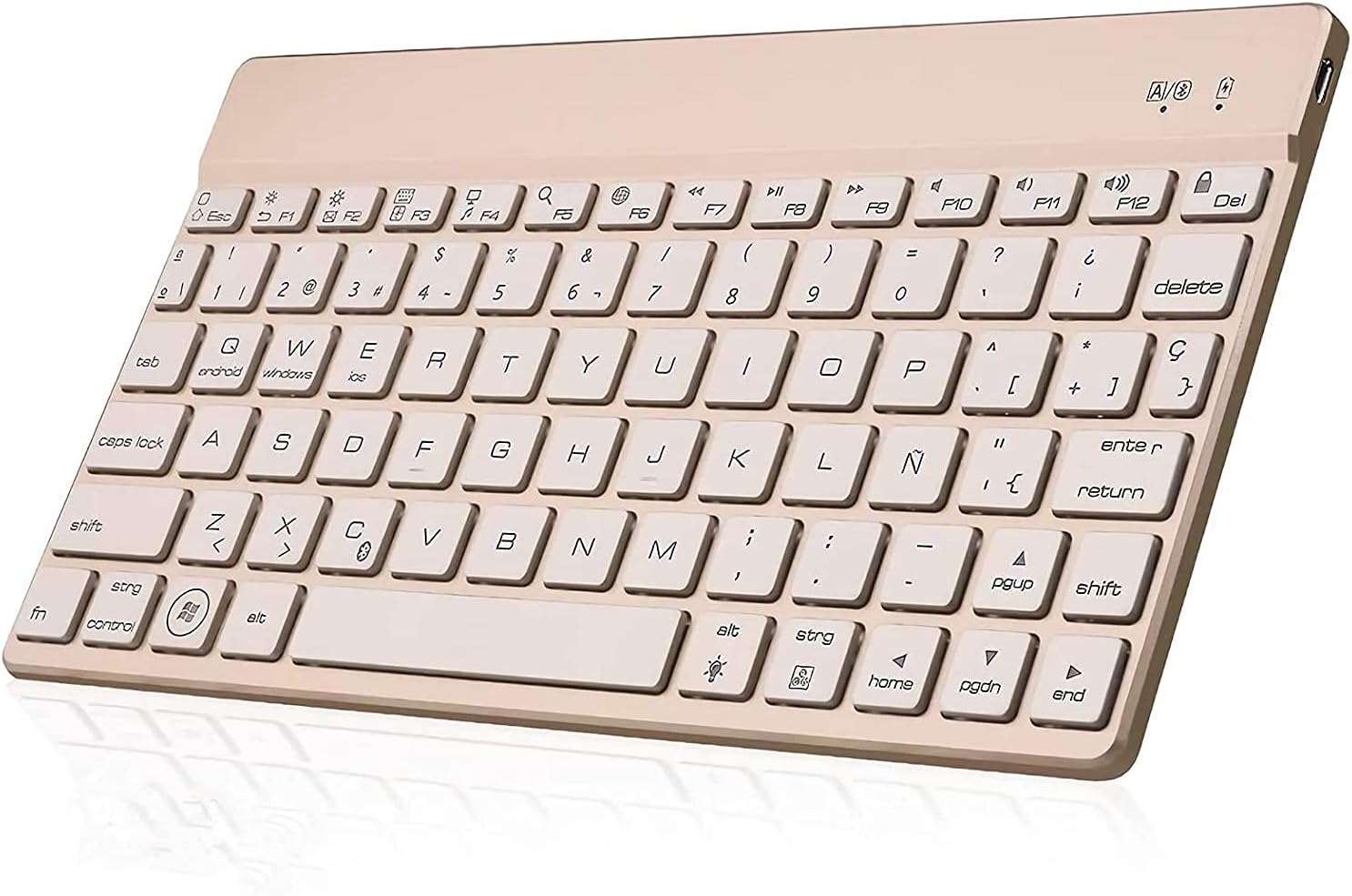 Bluetooth Keyboard, KVAGO Backlit Wireless Keyboard with 7 Colors Backlight Ultra Slim Thin Portable Flexible Mobile QWERTY Keyboard for Apple IOS System iPad/Macbook/iPhone, iPad Pro 9.7 inch, iPad Air 2, iPad mini, etc.(Gold)