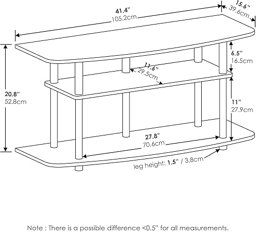 Miniatura 25 de Furinno Tools - Mesa de 3 niveles para TV., Madera, Roble francés gris/negro. Roble francés gris/negro.,Marron oscuro,Espresso / negro,Ámbar