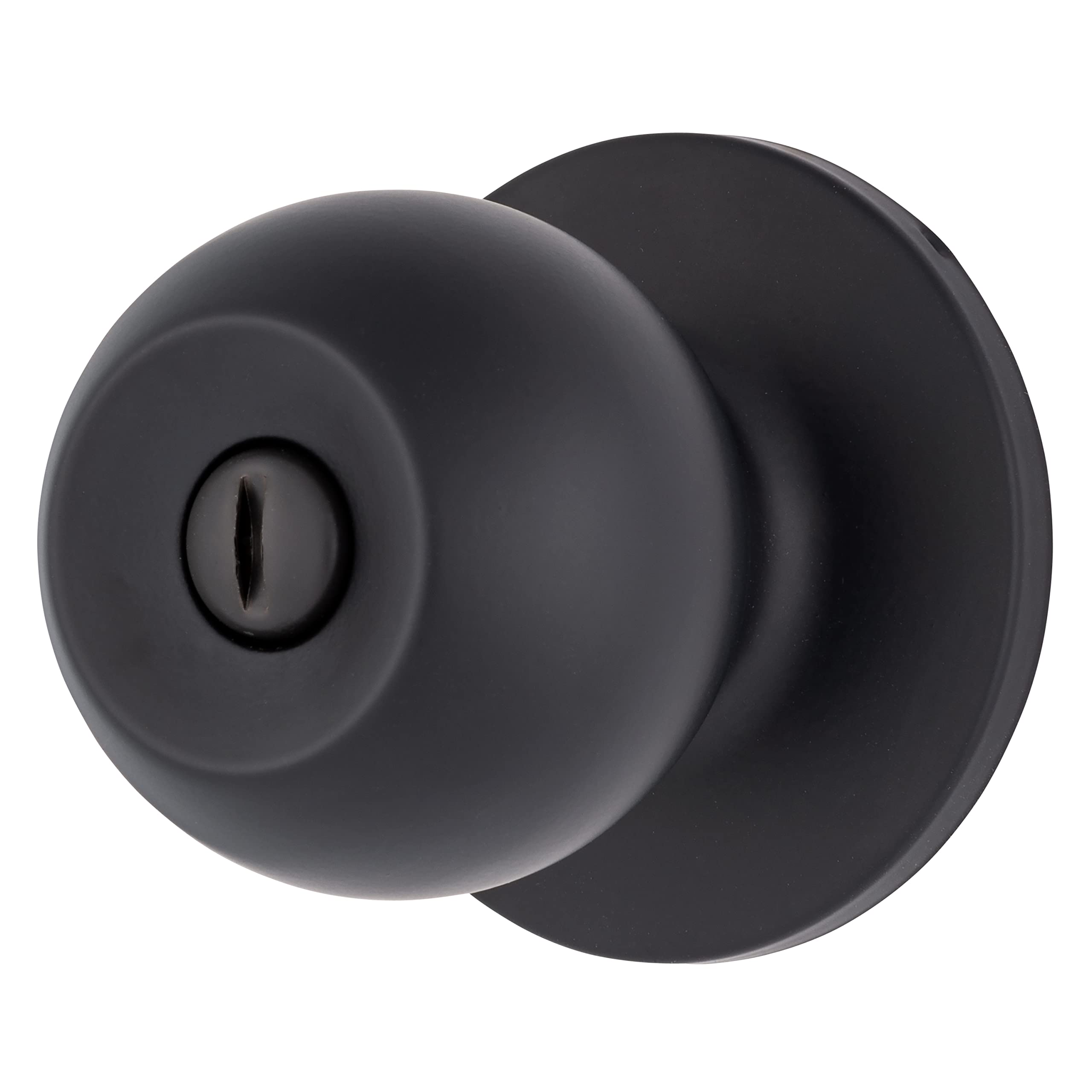 BRINKS – Transitional Privacy Locking Interior Ball Door Knob, Matte Black - Designed for Traditional and Transitional Homes and Blends Seamlessly with Interior Décor (E2435-122)