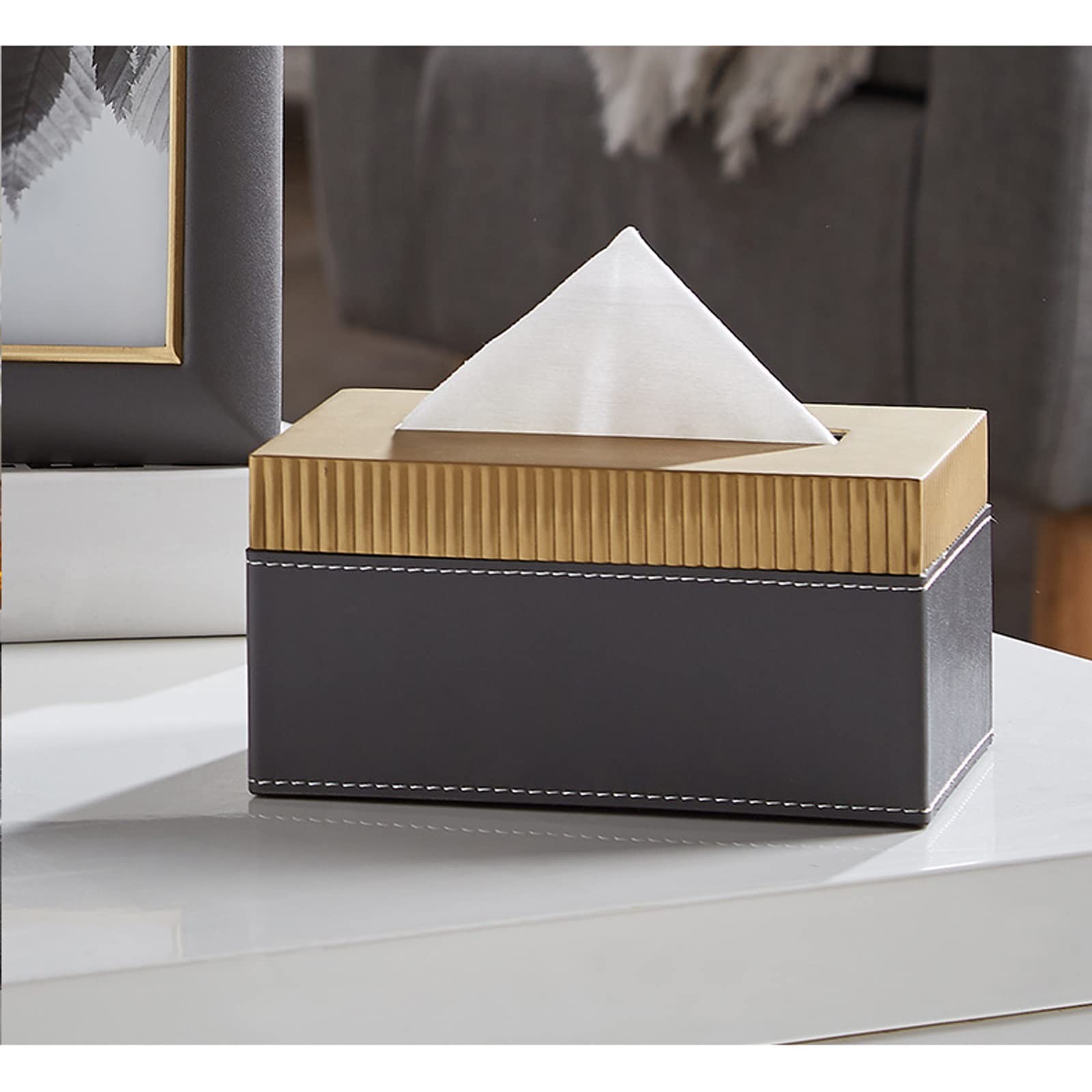 Tissue Dispenser Box Messing Leder Tissue Box Wohnkultur Schlafzimmer Wohnzimmer Büro Kosmetiktuchbox Kosmetiktuchspender Box (Size : 23cm)