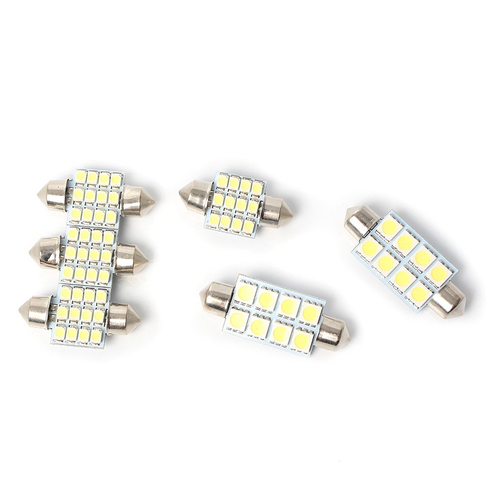 Bacar Interior LED Light Bulb LED Car Bulbs T10 5/8SMD 42mm 8SMD 31mm 12SMD License Plate Lights Blubs White DC 12V Replacement Led For Interior Dome License Plate Light Lamps