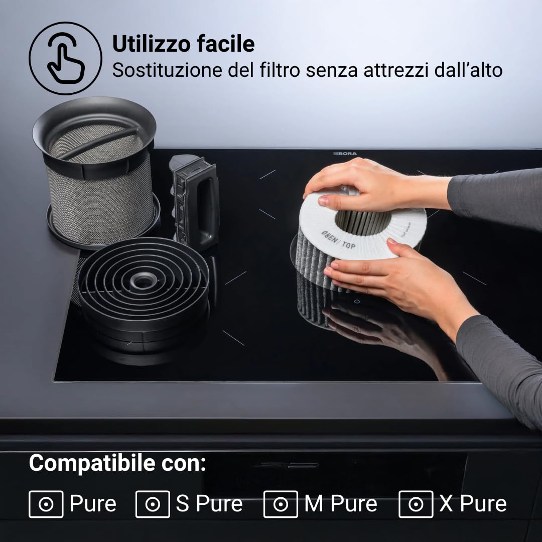 BORA PUAKF Filtro Carbonio Originale per Estrattore PURE, Cartuccia di Ricambio per Sistema Cappa, Accessorio Compatibile