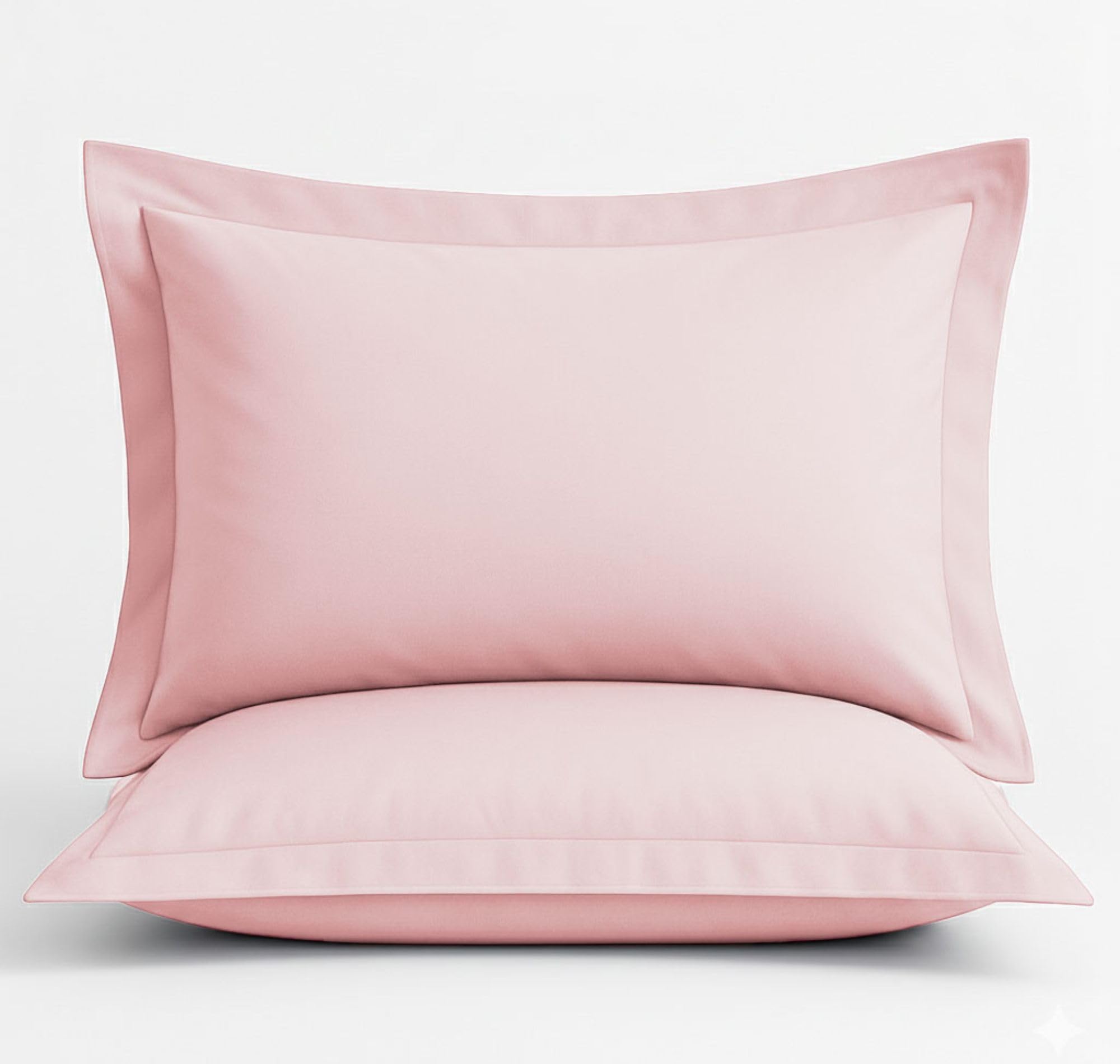 BSB Homes® Luxury Cotton Solid Flanged Pillow Covers | Ultrasoft Breathable Flap Closure | Pack of 2 Pillow Covers King Size (Baby Pink, 18 x 28 Inches)