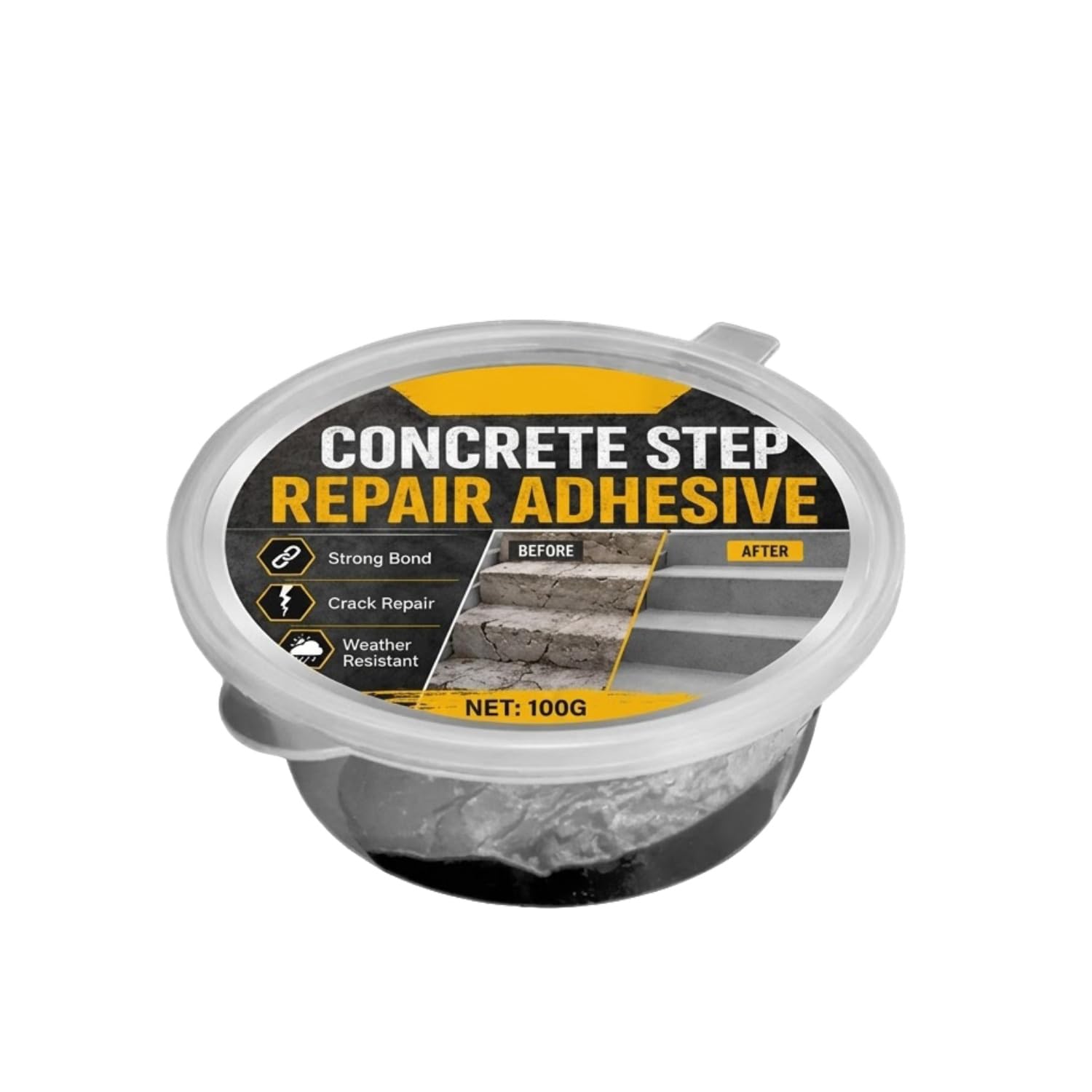 Concrete Step Repair Adhesive, Heavy Duty Concrete Crack Repair Glue for Steps and Stairs, Strong Bonding Cement Repair Compound for Indoor & Outdoor Surfaces, Quick Curing (1pcs)