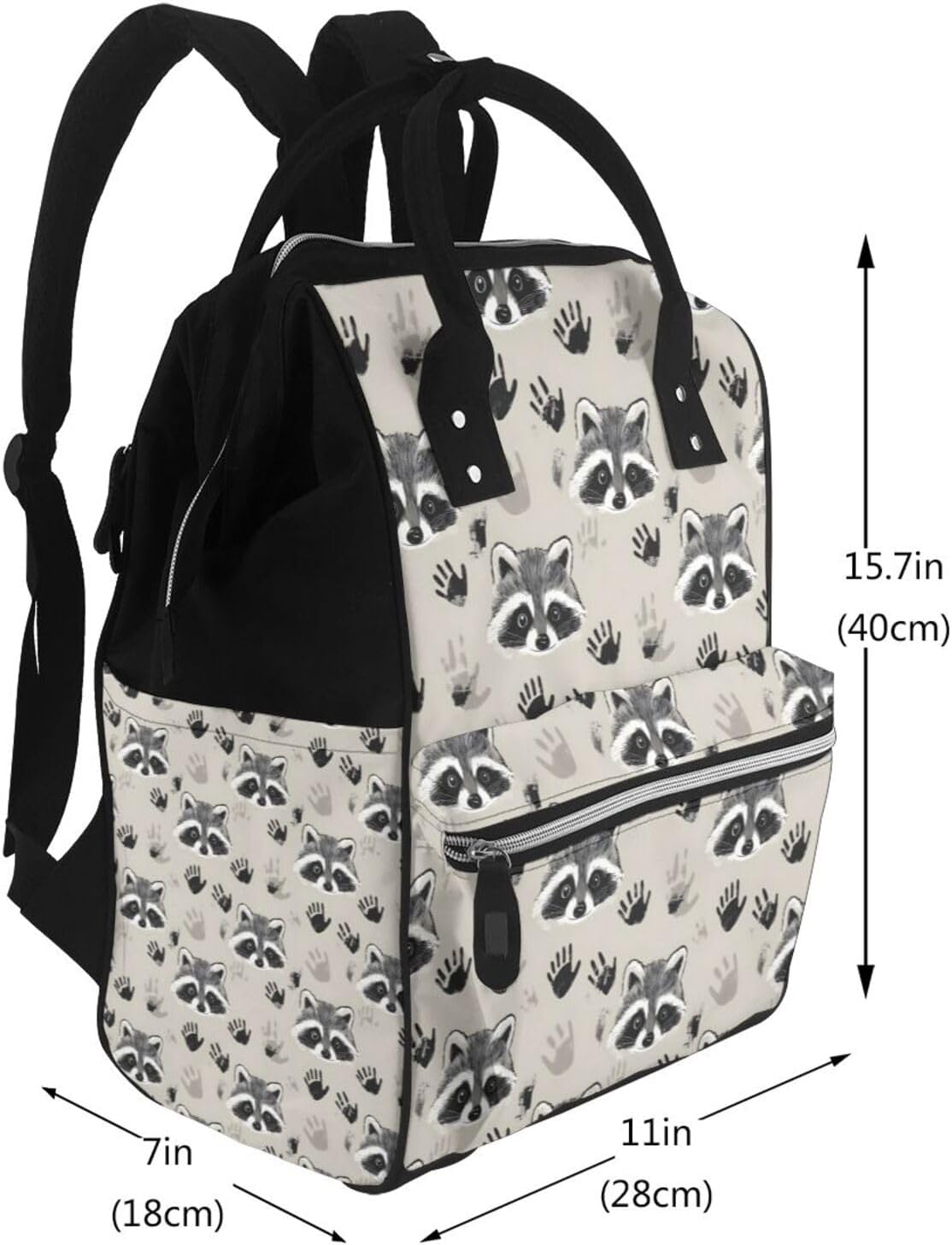 Baby Doll Diaper Bag Backpack - Cute Raccoon Print Mommy Bag, Tactical Infant Baby Backpack, Fashion Travel Hiking Toddler Tote Nursing Nappy Bags for Dad Mom Women Men