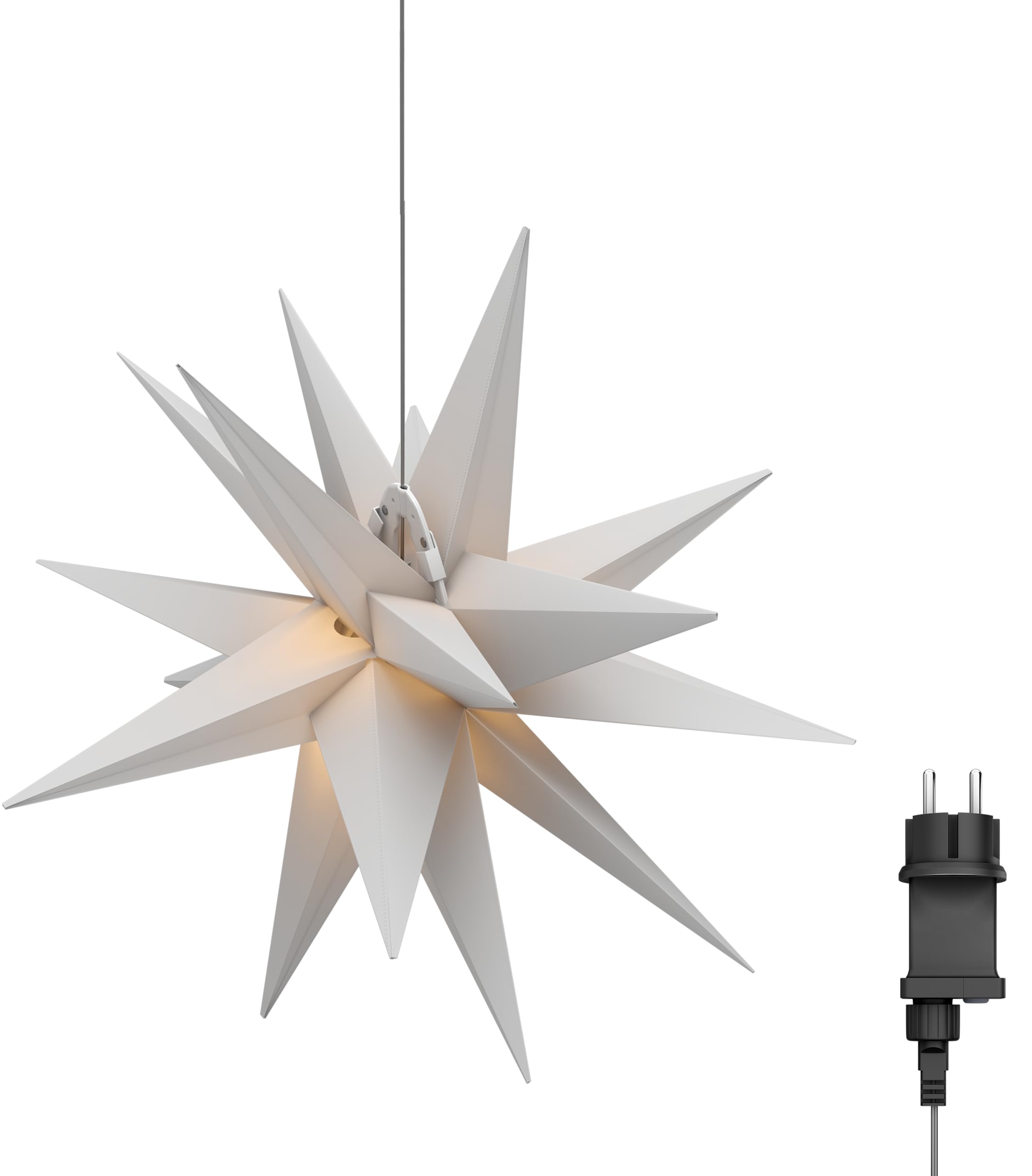 goobay 64789 Gwiazda bożonarodzeniowa LED 3D Ø 56 cm/gwiazda z 18 zębami i timerem/dekoracja bożonarodzeniowa/gwiazda LED zapewnia nastrojową atmosferę/transformator zewnętrzny 4,5 V/dekoracja