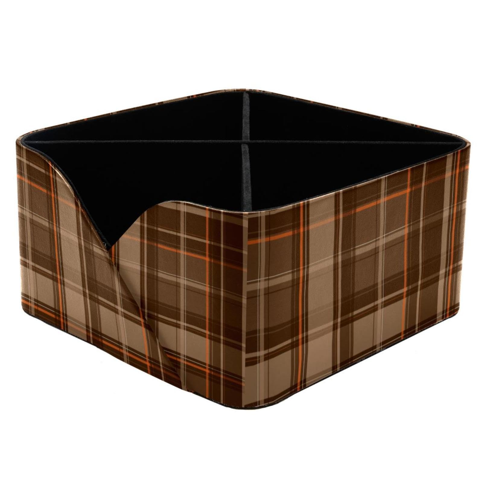 Porte-stylos marron à motif écossais, l'organiseur de bureau élégant