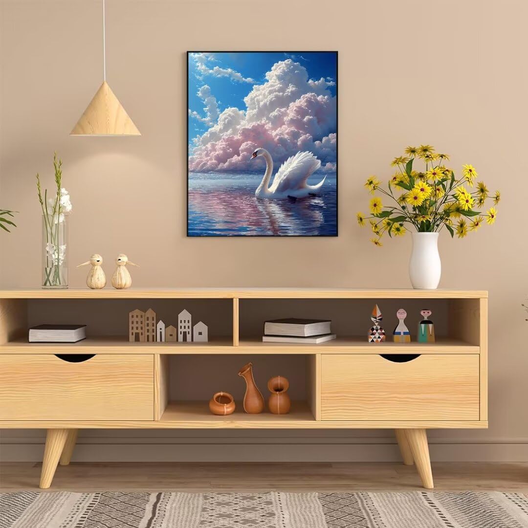 Pintura por Numeros Nubes de grulla Pintar por Numeros Adultos Niños, Paint by Number Kit con Pinceles y Pinturas Acrilicos, Cuadros por Numeros, Decoración para el Hogar (Sin Marco) 100x70cm w-4442
