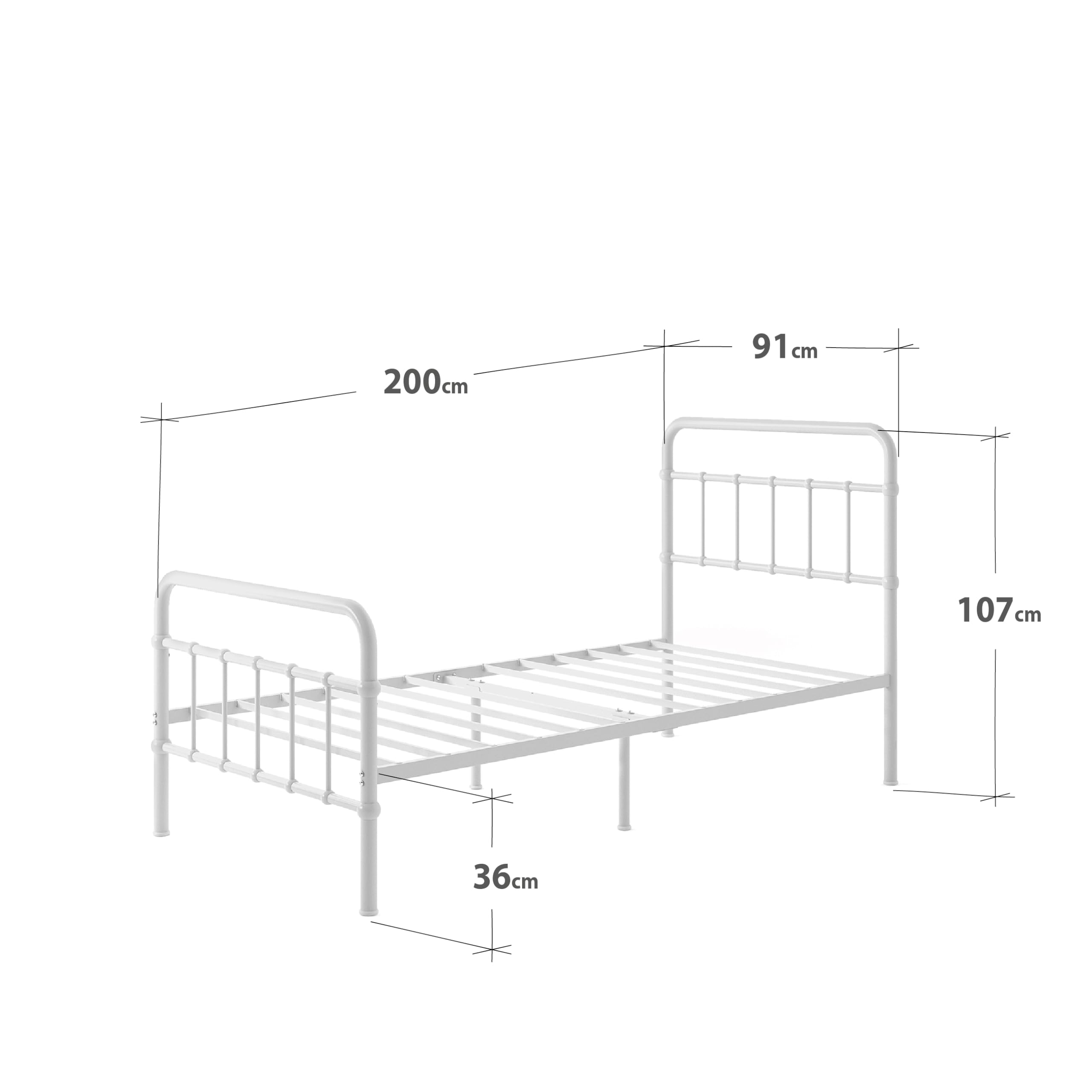 Zinus Florence łóżko 90 x 200 cm – wysokość 30 cm z miejscem do przechowywania pod łóżkiem – metalowa rama łóżka platformowego z zagłówkiem i podnóżkiem – czarne