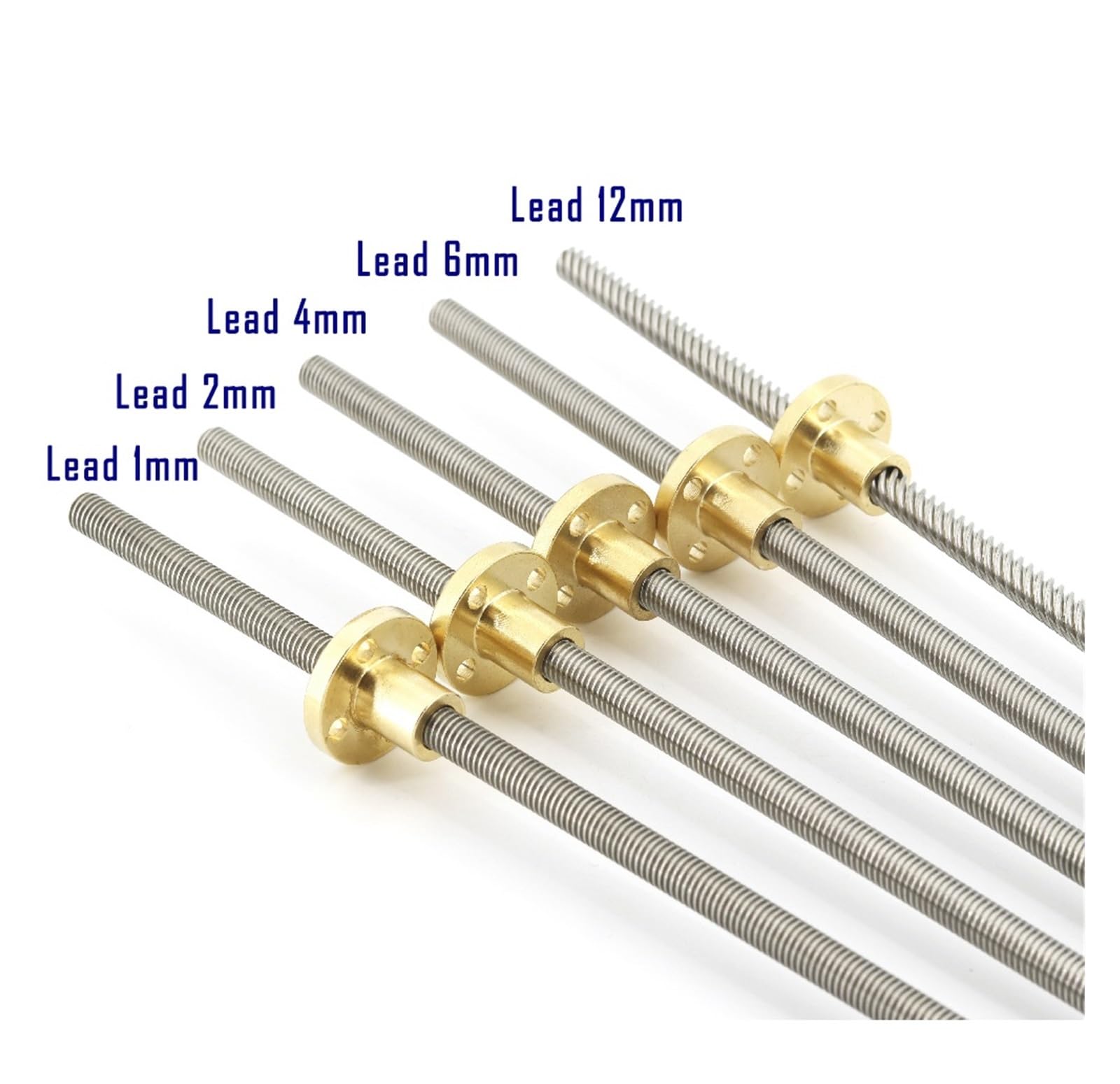 Metal Ball Screw nut 304 Stainless Steel T8 Screw Length 450mm Lead 1mm 2mm 4mm 8mm 10mm 12mm 14mm 16mm Trapezoidal Spindle 1pcs with Brass Nut(Pitch 1mm Lead 1mm)