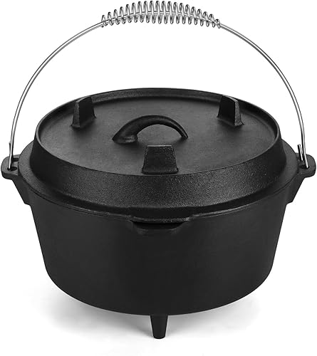 Miniatura 2 de Leonyo Horno holandés de hierro fundido con tapa, horno holandés de 7 cuartos de galón con tapa, olla de hierro fundido 2 en 1, olla de horno