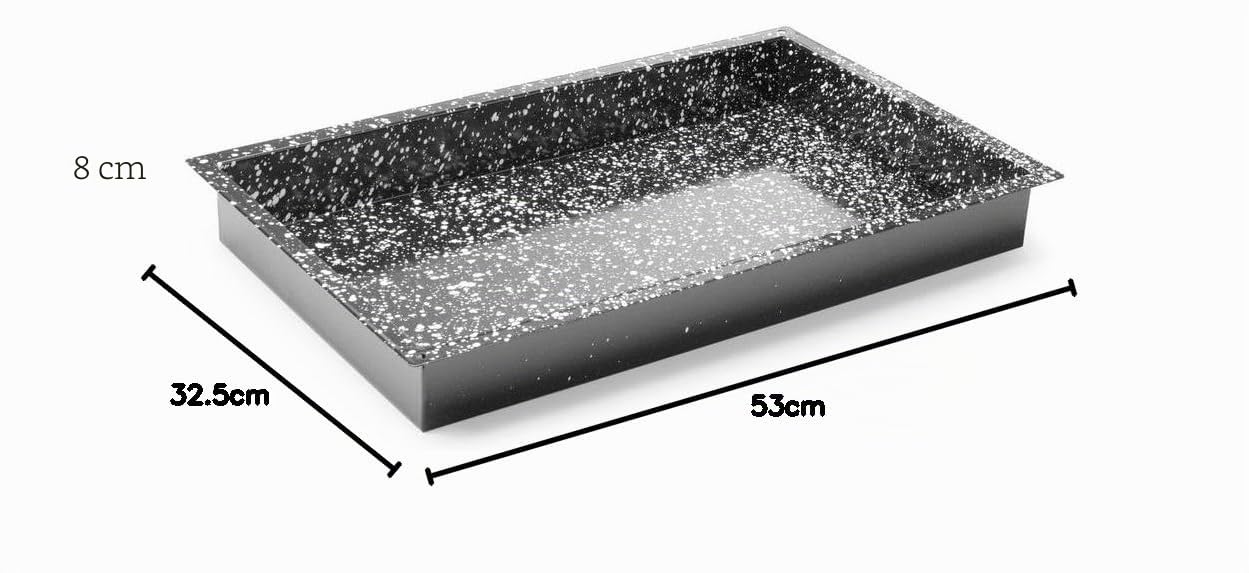 HENDI Bandeja GN 1/1, recubrimiento antiadherente de mármol, recipiente CONVECTOMAT CLASSIC, contenedor GN, resistente hasta 300°C, apta para hornos, 530x325x(H) 60mm, acero esmaltado