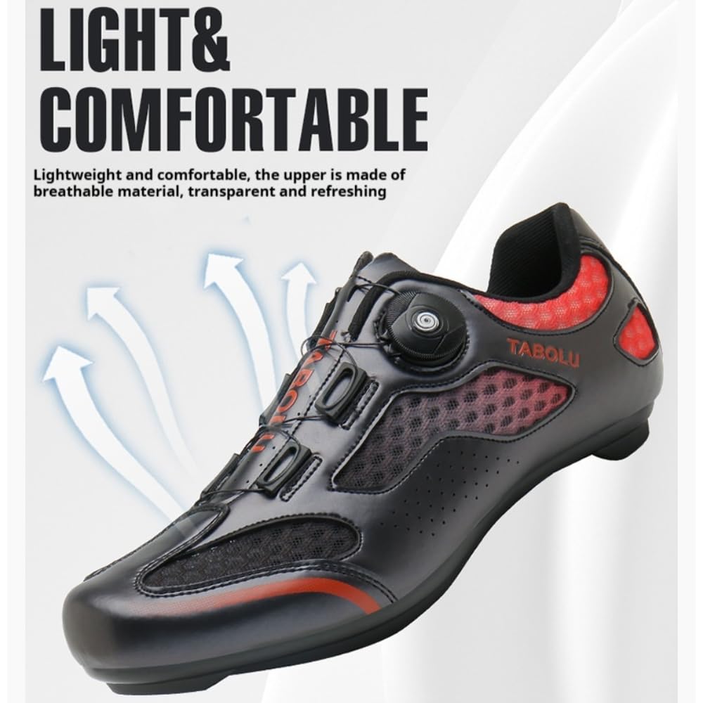 Scarpe da Ciclismo da Uomo E da Donna Scarpe da Bici Resistenti E Antiscivolo con Suola in Gomma Scarpe da Vélo Traspiranti con Lacci da Spin per Interni Ed Esterni