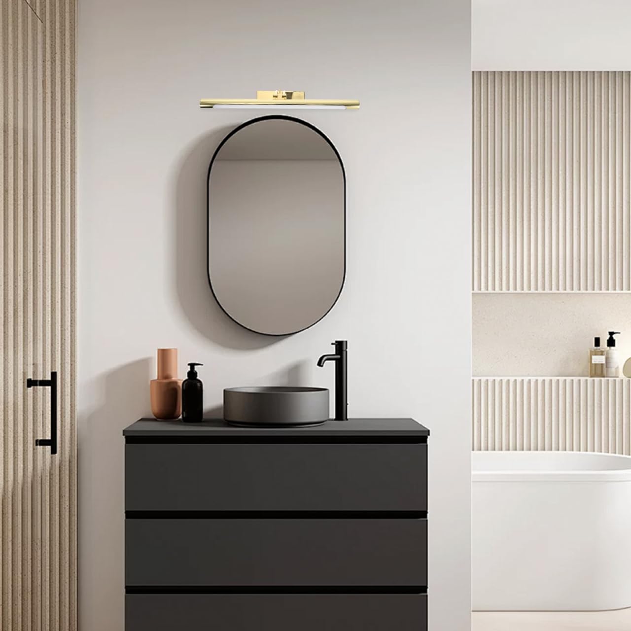 DOITOOL Faro Specchio a Led 40.00X15.00X5.50Cm Lampada Da Parete Dorata Per Bagno Trucco Soggiorno Camera Da Letto Applique Per Illuminazione Specchio