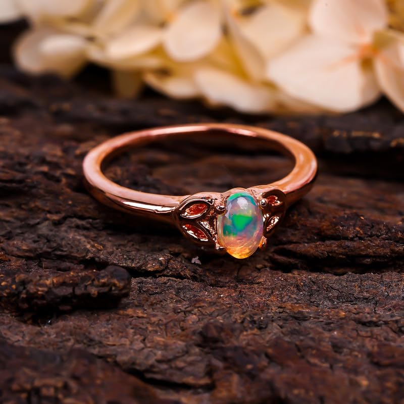 Bague opale de feu argent 925 cadeau idéal naissance octobre