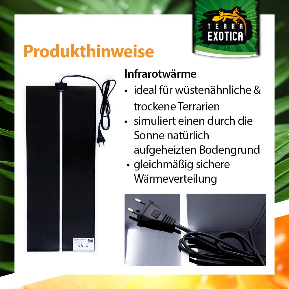 Terra Exotica Terrarium Heizmatte Standard - 5W, 7W, 14W, 20W, 28W, 35W, 45W - Wärmematte fü Terrarien (35 Watt - 65 x 28 cm)