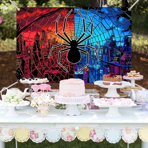 Fondo psicodélico oscuro araña 6x4FT para fiestas miniatura 3