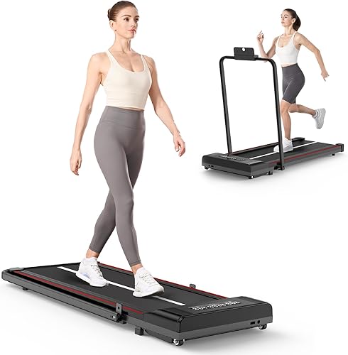 Dskeuzeew Almohadilla para caminar, 6.2 MPH y 3.0 HP Cintas de correr de escritorio portátiles para el hogar, altavoz inalámbrico, control remoto y