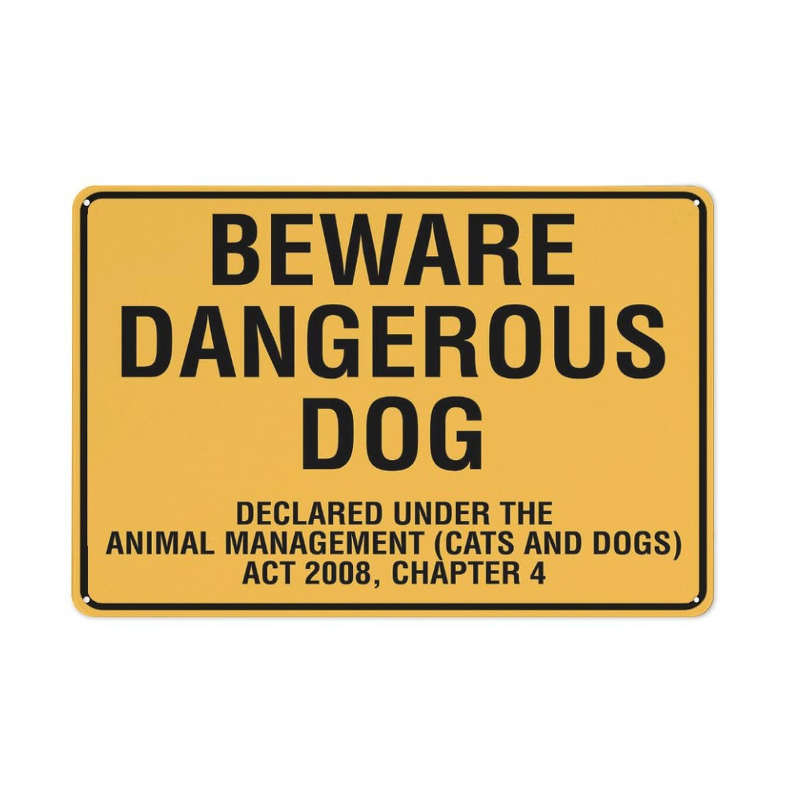 Beware Dangerous Dog Declared Under The Animal Management Sign Outdoor Metal Sign - 12 X 8 Metal Signs For Business, Workplace, Office, Home, Delivery Signs, Road Signs, Garden Signs