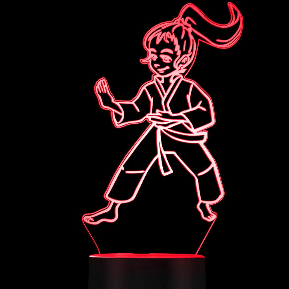 Nastrojowe światło 3D karate, 7 kolorów, przełącznik dotykowy, USB, lampa stołowa na biurko, lampa LED do domu, na imprezę, prezent urodzinowy