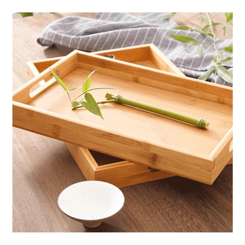 Bandeja rectangular de bambú para frutas, comidas, barbacoa y pan, esencial para cocina y guardería, perfecta para servir y mostrar alimentos