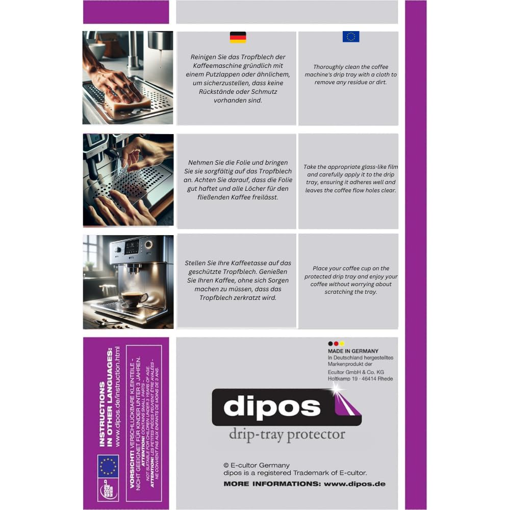 dipos I 2 x folia ochronna kompatybilna z DeLonghi Dinamica ECAM 350.50/350.55/350.75 folia ochronna przezroczysta