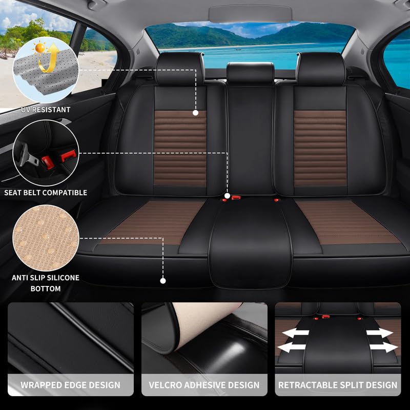 Image of Seat Covers Full Set Fit for Chevy /Chevrolet Trax 2015-2026, Black&Brown