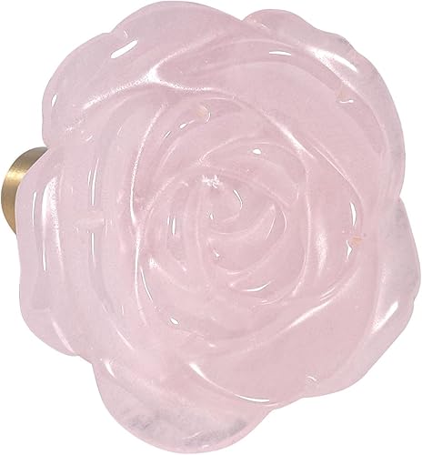 Miniatura 3 de Rockcloud Paquete de 4 pomos de cristal rosa para cajones, tiradores de armario, pomos de flores, herrajes para muebles, cuarzo rosa