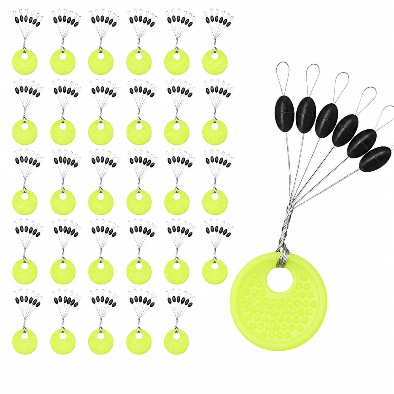 180 Pezzi Stopper in Gomma da Pesca 6 in 1, Fermafilo per Lenza Fine 0,15–0,24 mm, Stopper per Galleggiante, Bobber Stopper, Accessori per Montature da Pesca alla Trota, Acqua Dolce, Mare e Lago Fine