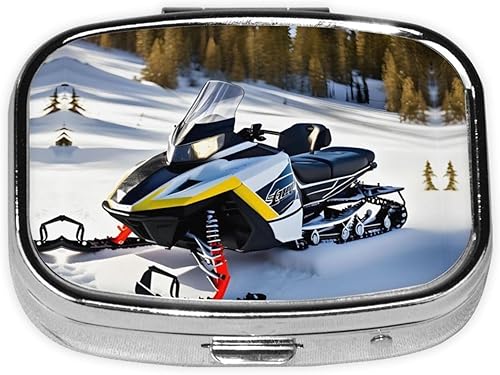 Pastillero cuadrado con estilo avanzado para motos de nieve, material galvanizado portátil y ligero, dos particiones de plástico para garantizar la