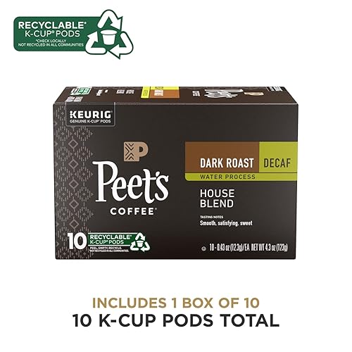 Miniatura 5 de Peet's Coffee, Cápsulas K-Cup de café descafeinado tostado oscuro para cafeteras Keurig, mezcla descafeinada de casa, 10 unidades (1 caja de 10
