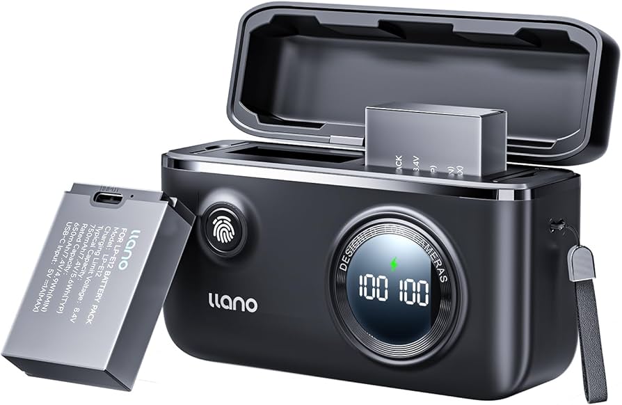 Canon Camera Battery Charger Llano 2-Pack LP-E12 Batteries