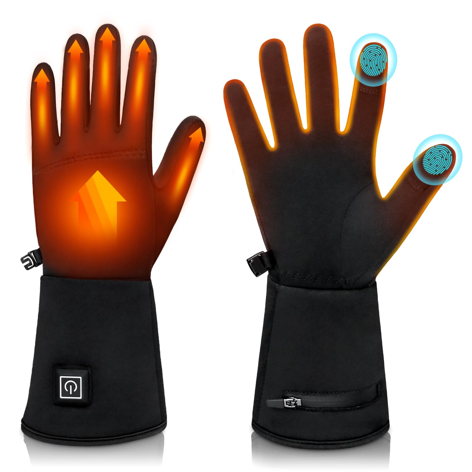 seenlast Guantes Calefactables Mujer Hombre, 7,4V 2200mAh*2 Guantes con Calefaccion con Batería Recargable, 3 Niveles de Calentamiento,Guante Calefactable Eléctricos con Pantalla táctil