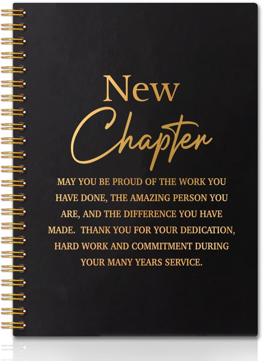 New Chapter Gold Foil Hardcover 160 Pages Blank Spiral Notebooks, New Start New Job Gifts for Coworker, Going Away Gifts for Staff, Job Promotion Gifts for Employee, Farewell Gifts for Colleague