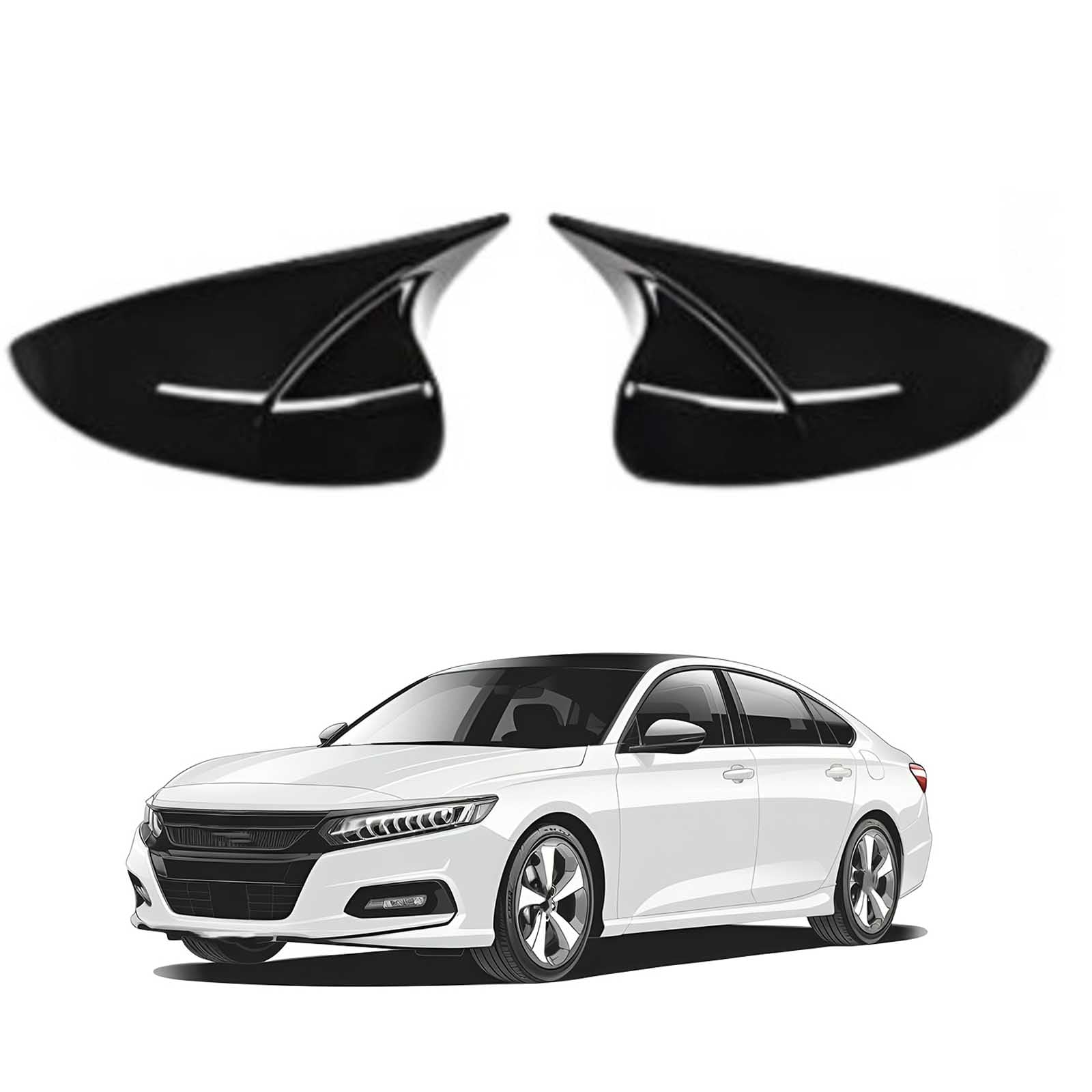 PAPEP Door Mirror Cover Caps for Accord 10th Generation (2018-2022), Left Right Side Wing Rearview Mirror Cover Lid 2 Pieces Exterior Styling Accessory,Glossy black