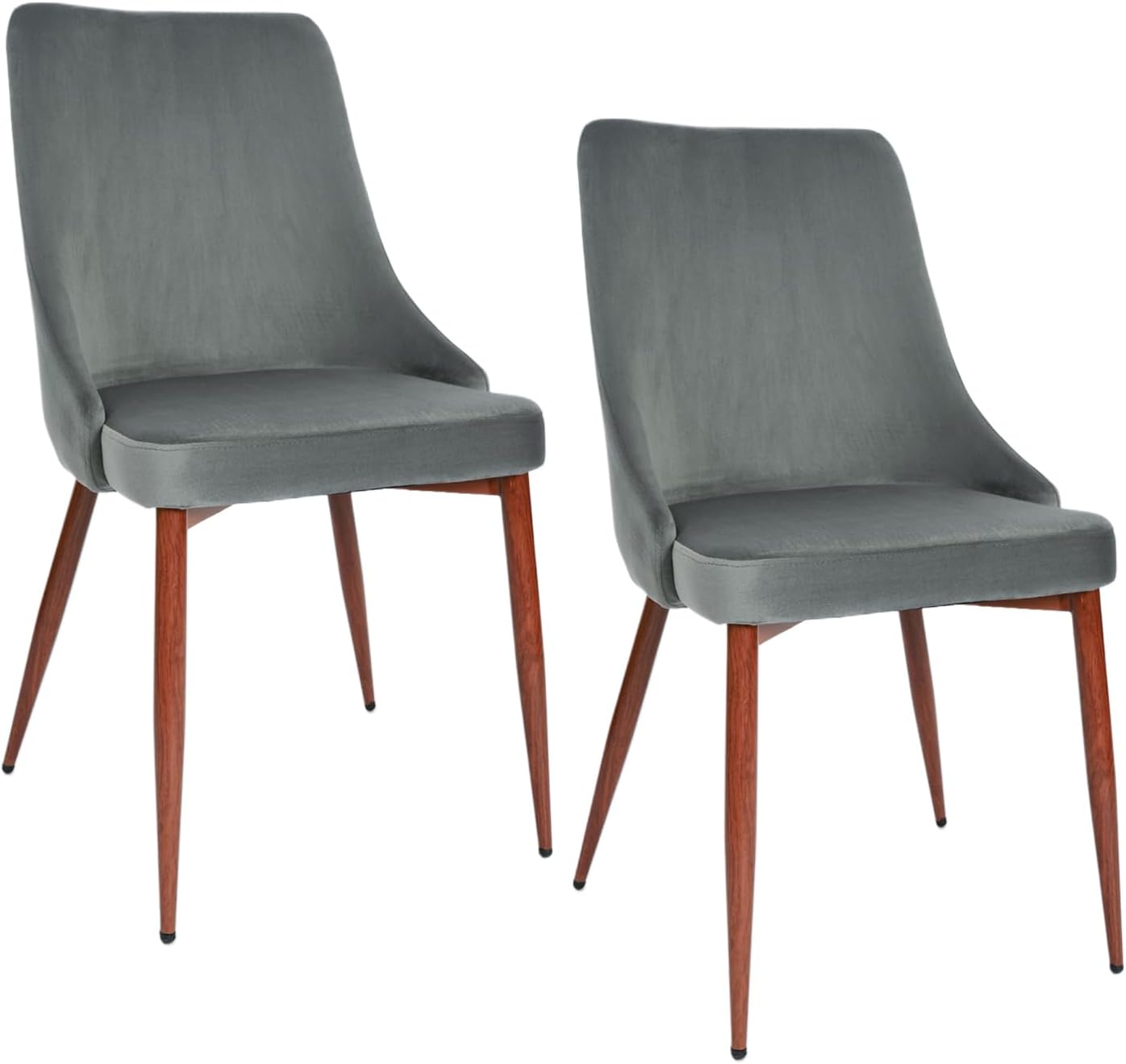 CangLong Modern Upholstered Dining Chairs Set of 2, High Back Velvet Accent Side Chairs with Metal Legs for Kitchen, Living, Guest & Bed Room, Grey